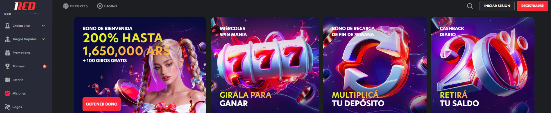 1RedBet main page Spanish version