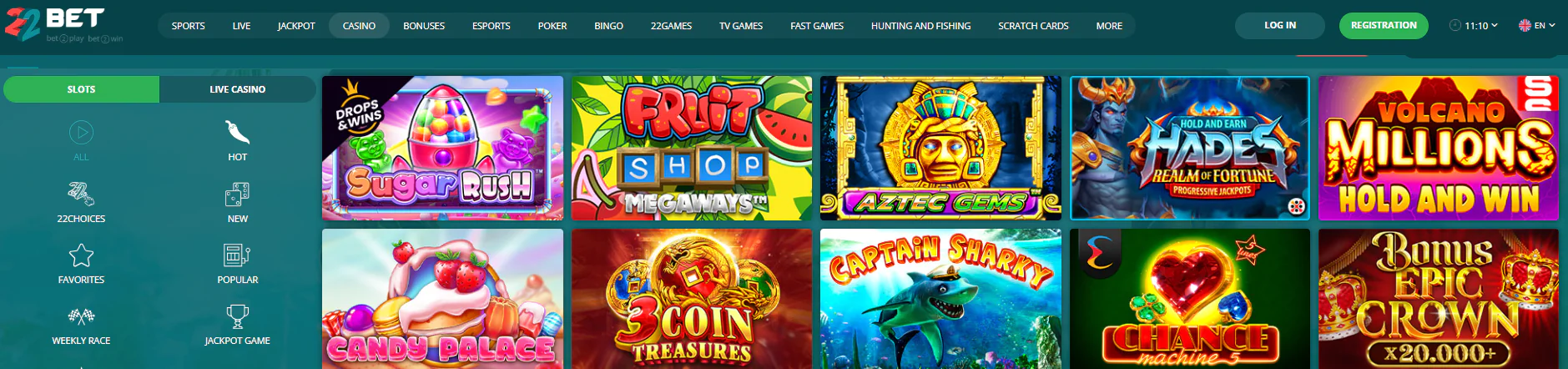 22bet slots