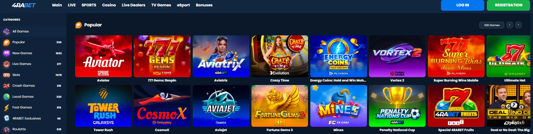 4raBet Aviator and other crash games