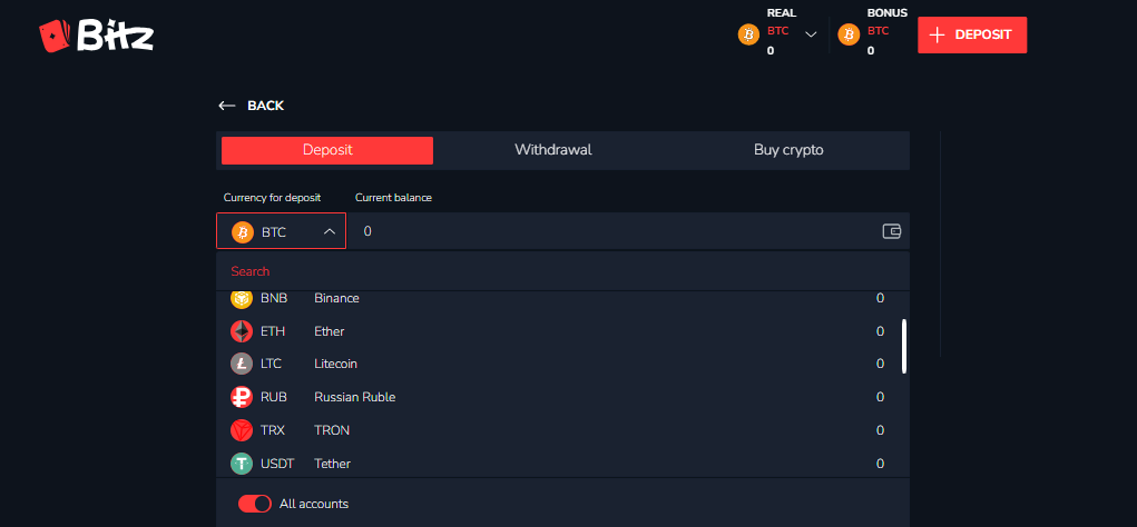 Bitz deposit methods