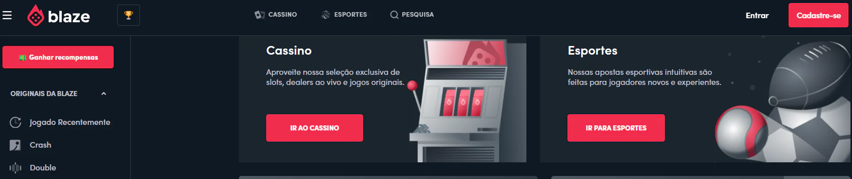 Blaze main page