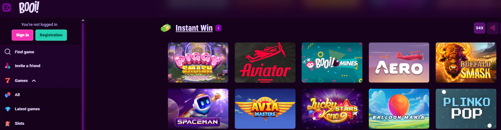 Booi main page