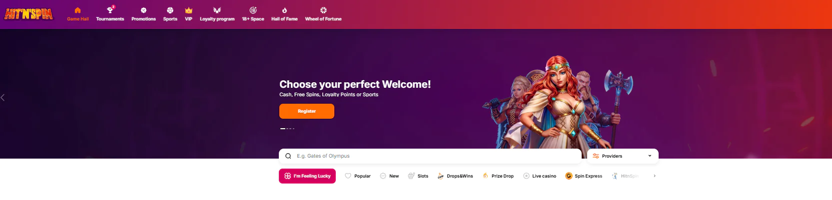 HitNSpin main page