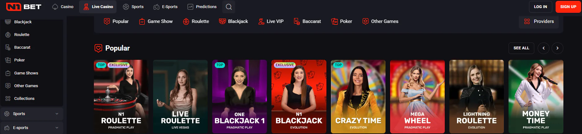 N1 Bet live games