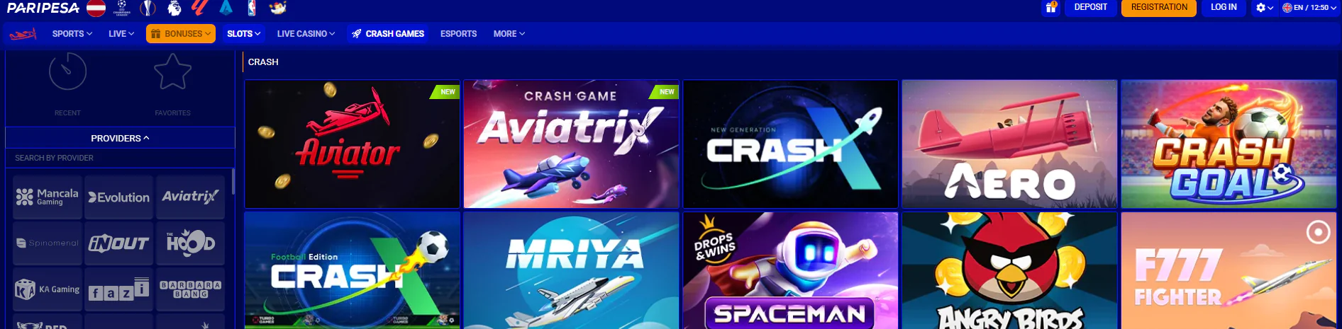Paripesa crash games