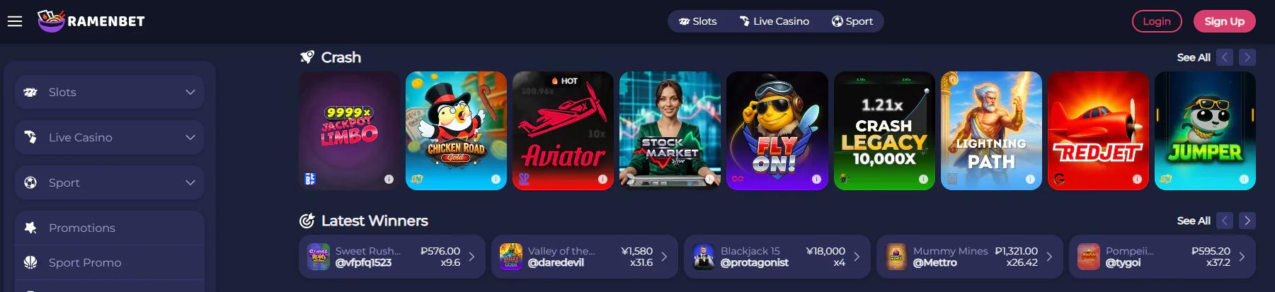 Ramenbet crash games