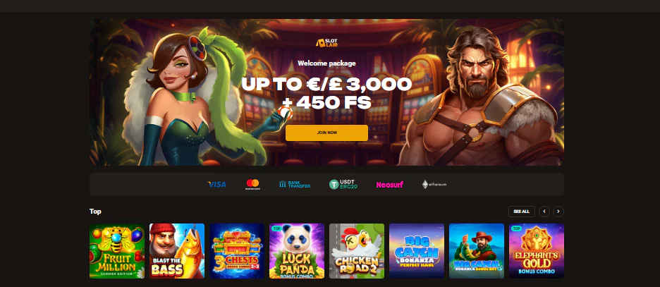 SlotLair main page