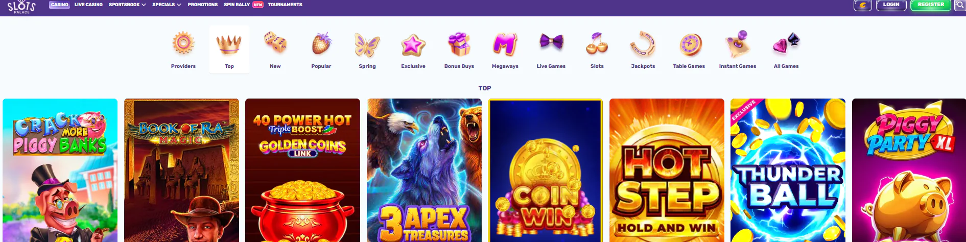 SlotsPalace main page