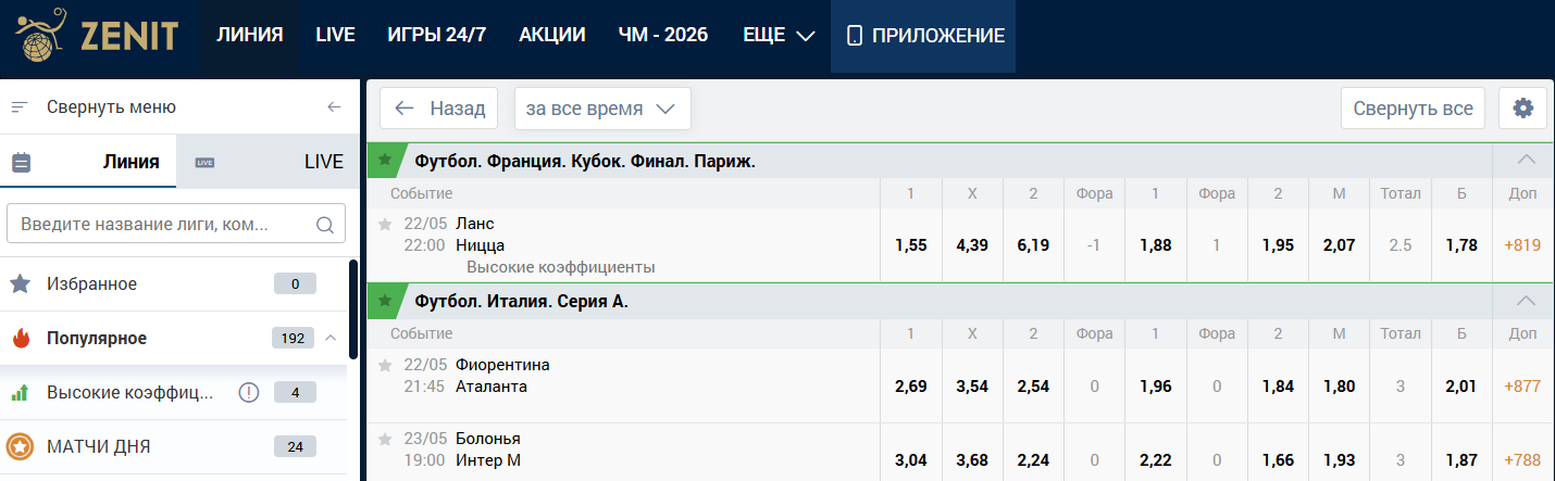 Zenit main page